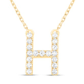 1/5CTW-DIA ANA M INITIAL "H" FASHION NECKLACE (16 INCH)